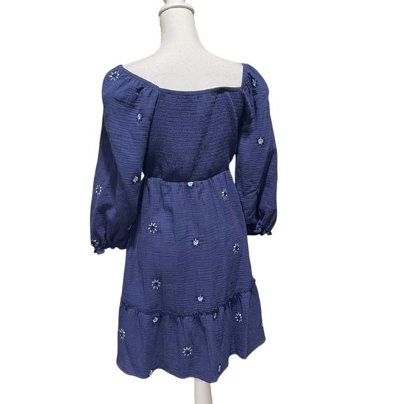 Jolt NWOT Women's Rouched Front Embroidered Navy Dress XL - Picture 10 of 16